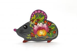 Магнит с Петриковской росписью Мышка милая