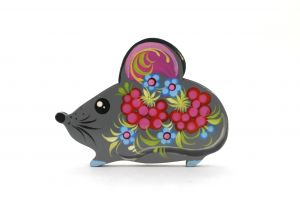 Магнит с Петриковской росписью Мышка крошка