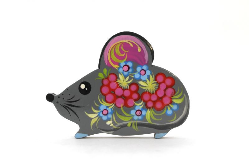 Магнит с Петриковской росписью Мышка крошка