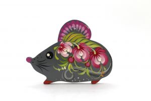 Магнит с Петриковской росписью Мышка нежная