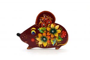 Магнит с Петриковской росписью Мышка красотка