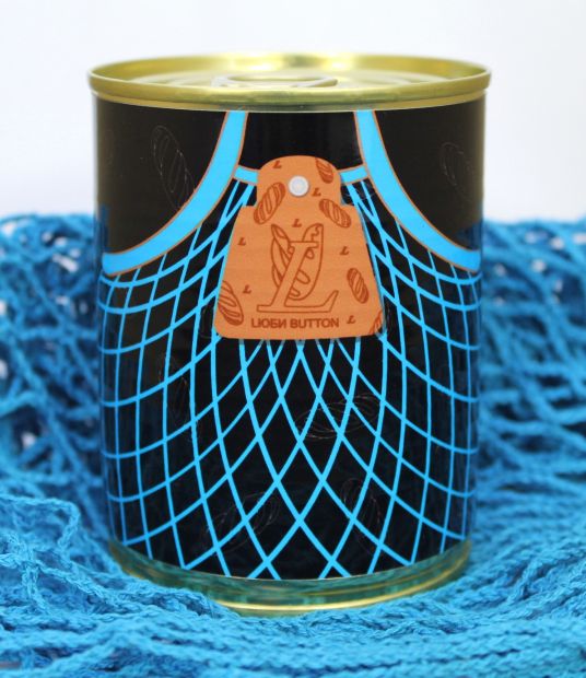 Эко-сумка, авоська LЮБИ BUTTON в банке консервированная (синий)