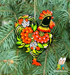 Елочная игрушка с Петриковской росписью "Півник" (05)