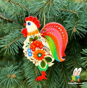 Елочная игрушка с Петриковской росписью "Півник" (06)