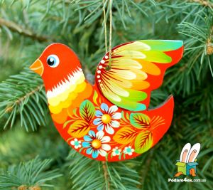 Елочная игрушка с Петриковской росписью "Снігур" (04)