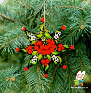 Елочная игрушка с Петриковской росписью "Різдвяна зірка" (07)