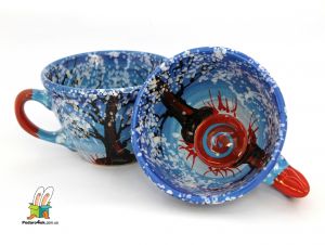 Чашка керамическая 0.5л."Времена года " зима  (ручная работа)