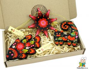 Набор елочных игрушек с Петриковской росписью 30