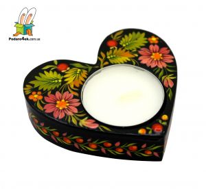 Подсвечник с Петриковской росписью Сердце (05)