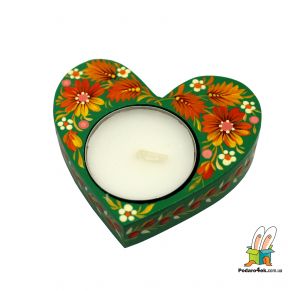Подсвечник с Петриковской росписью Сердце (07)
