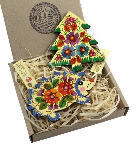 Набор елочных игрушек с Петриковской росписью (22)