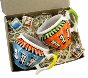 Подарочный набор с логотипом - чашки ручной работы