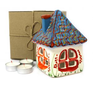 Домик-подсвечник ручной работы "Хатинка" (02)