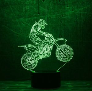 3D светильник, ночник "Мотогонщик"