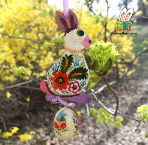Пасхальный декор " Кролик с пасхальным яйцом" подвеска 05