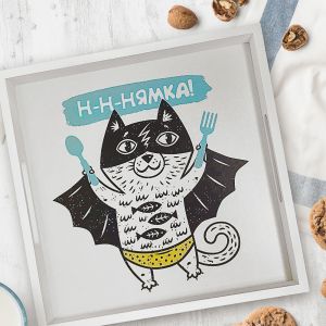Поднос для завтрака "Нямка" (кот супергерой)