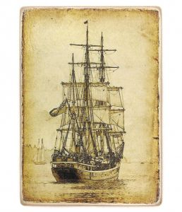 Постер деревянный "Парусник"