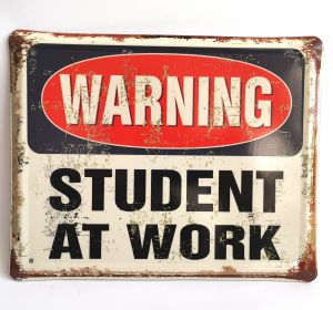 Металлическая табличка "Внимание! Студент за работой"
