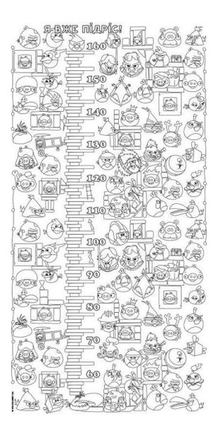 Раскраска-ростомер "Angry Birds"  60х120см