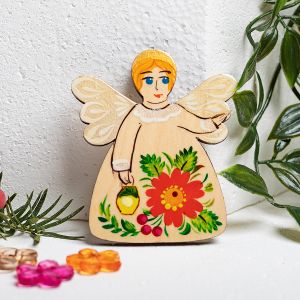 Магнитик на холодильник с Петриковской росписью "Ангел" (02)