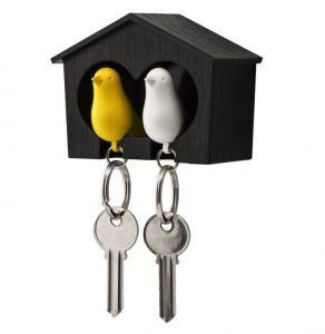 Ключница с брелоками "Птички в домике" (коричневый домик)