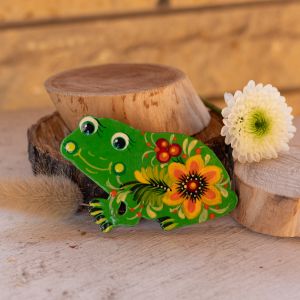 Магнитик на холодильник с Петриковской росписью "Жабка" (01)