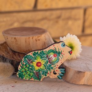 Магнитик на холодильник с Петриковской росписью "Жабка" (03)