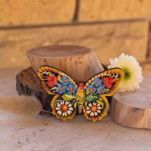 Магнитик на холодильник с Петриковской росписью "Бабочка" (01)