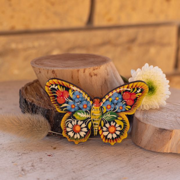 Магнитик на холодильник с Петриковской росписью "Бабочка" (01)