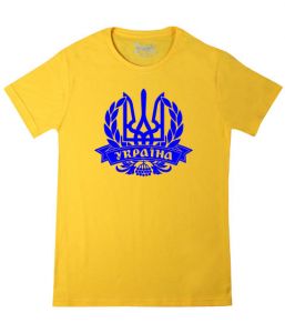 Футболка с украинской символикой "Герб Украины", yellow