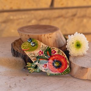 Магнитик на холодильник с Петриковской росписью "Жабка" (02)