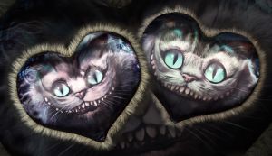 Подушка - сердце "Чеширский кот" с пушком