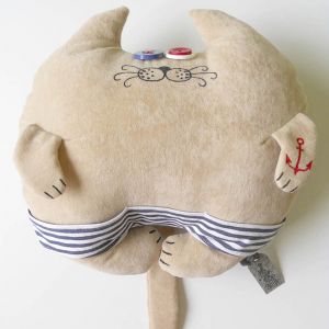 Авторская игрушка-подушка "Кот-морячок" 24х24 см