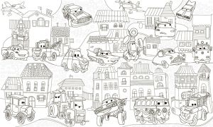 Обои-раскраски "Город с Тачками"  60х100см