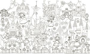 Обои-раскраски "Принцессы и замки"  60х100см