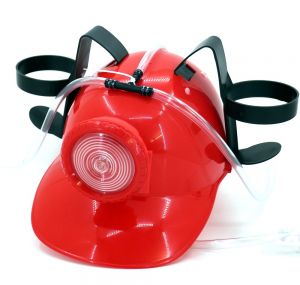 Каска с крепежами для напитков (Пивная каска) с фонариком "МЧС", красная