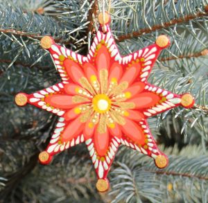 Елочная игрушка с Петриковской росписью "Рождественская звездочка"