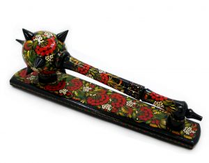 Булава с Петриковской росписью "Калина на черном", 40 см