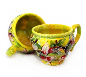 Чашка-глечик керамическая "Ветки персика"  0.2 л.