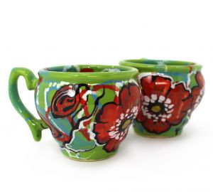 Чашка-глечик керамическая "Маки на зеленом" 0.2 л.