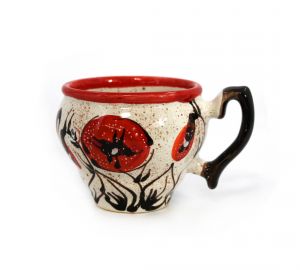 Чашка-глечик керамическая "Маки" (03)  0.2л.