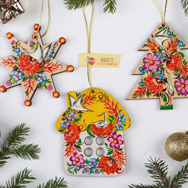 Подарок на Новый год - набор елочных игрушек ручной работы "Рідний край"