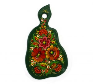Досточка - сувенир "Зеленая груша". Петриковская роспись. Ручная работа
