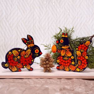 Набор елочных игрушек с Петриковской росписью, 01