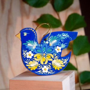 Подвеска с Петриковской росписью пташка "Украиночка"