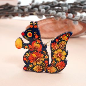 Елочная игрушка с Петриковской росписью "Белочка" (03)