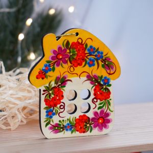 Домик-подвеска с Петриковской росписью "Рідна хатинка" (04)