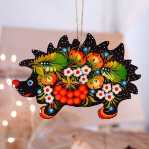 Елочная игрушка с Петриковской росписью "Ежик"