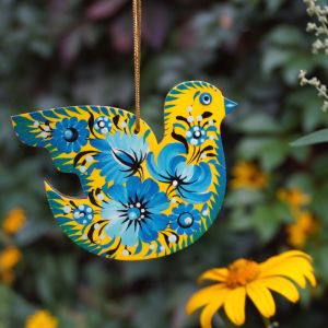 Елочная игрушка  с Петриковской росписью "Пташка"(03), 