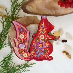 Елочная игрушка с Петриковской росписью "Белочка" (01)